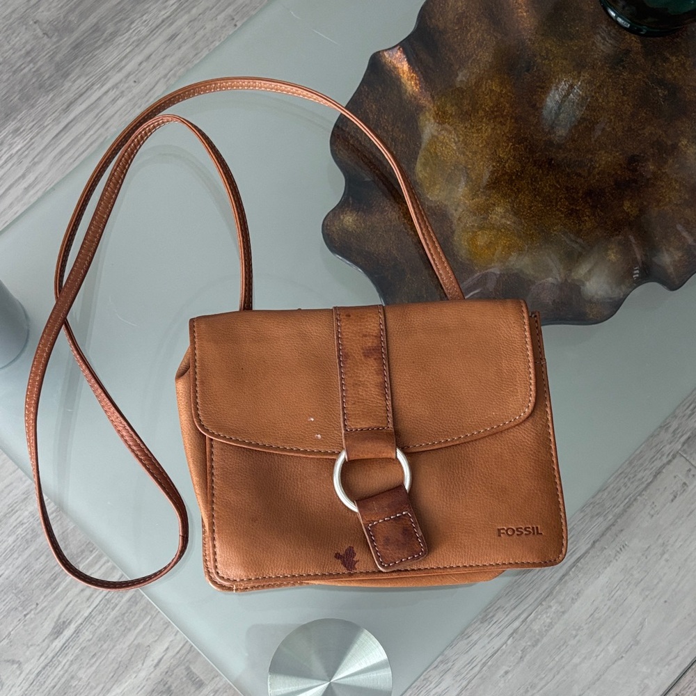 Fossil Brown Leather Crossbody Bag